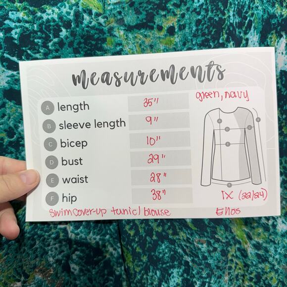 Ellos Tunic Women’s Size 1X Green Abstract Print Drawstring Waist Swim Cover-Up - Picture 8 of 8